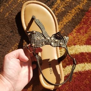 Torrid black studded bow flip flops size 9